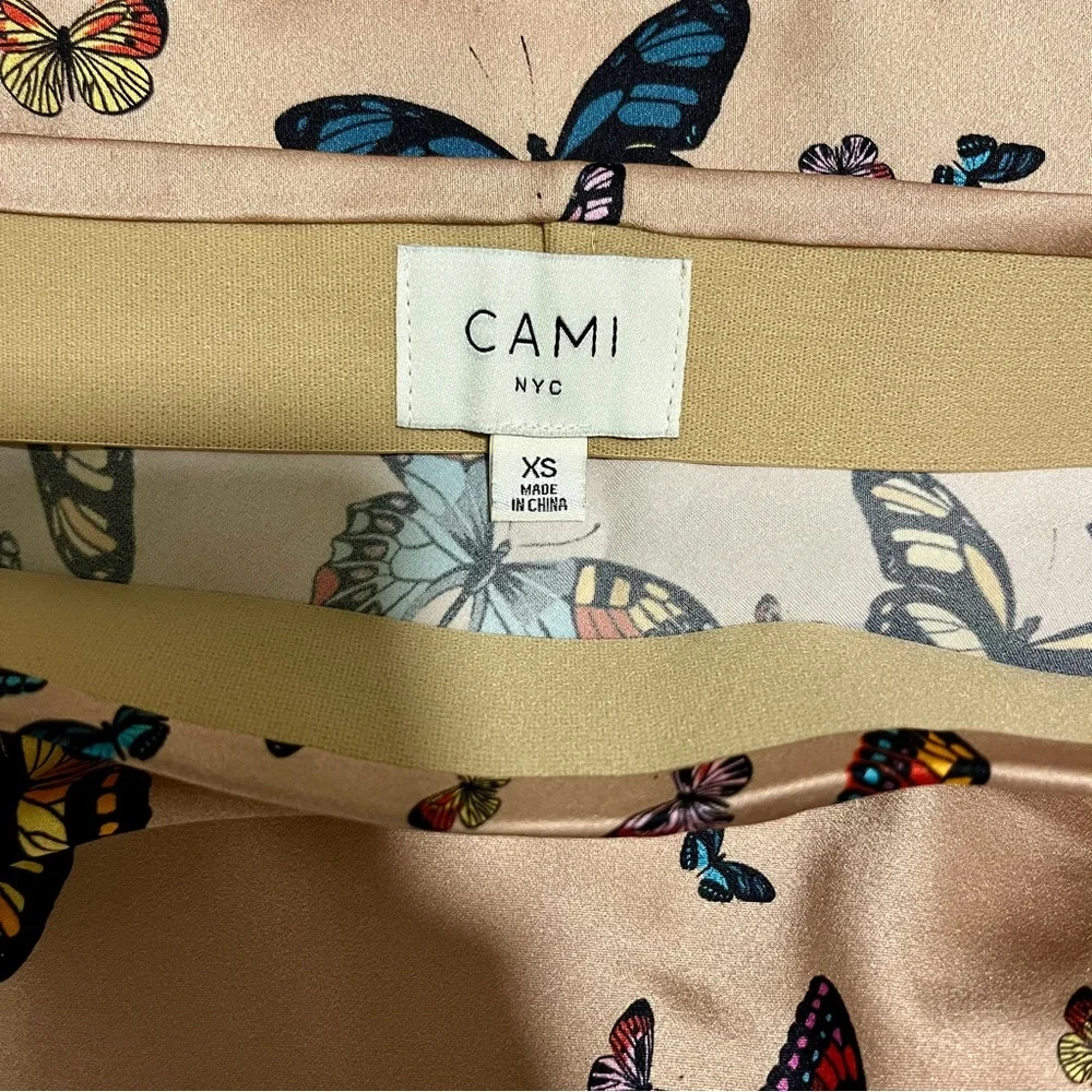 Cami NYC Aviva Butterfly Print Silk Charmeuse Beige Mini Skirt - Picture 9 of 11